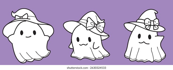 Cartoon, cute ghosts in cloaks, Halloween, illustrations, cute pictures, elements, mummy
