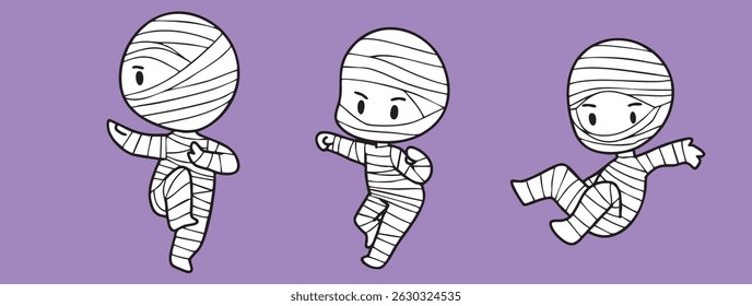 Cartoon, cute ghosts in cloaks, Halloween, illustrations, cute pictures, elements, mummy