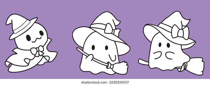 Cartoon, cute ghosts in cloaks, Halloween, illustrations, cute pictures, elements, mummy