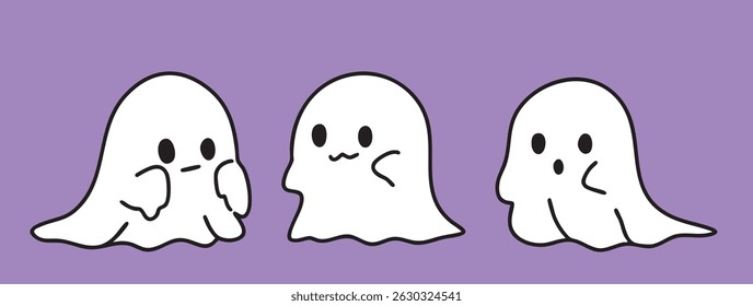 Cartoon, cute ghosts in cloaks, Halloween, illustrations, cute pictures, elements, mummy