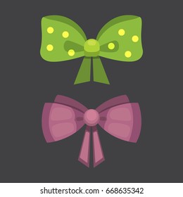 Cartoon cute gift bows with ribbons. color butterfly tie