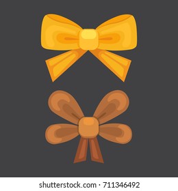 Cartoon cute gift bows with ribbons. color butterfly tie