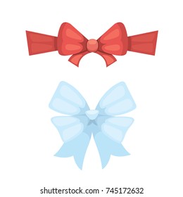 Cartoon cute gift bows with ribbons. color butterfly tie