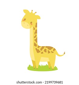 Cartoon cute giraffe in flat style