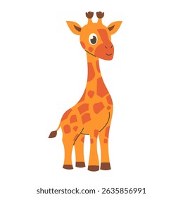 Cartoon cute giraffe in flat style. Vector illustration