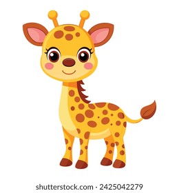 Cartoon cute Giraffe on white