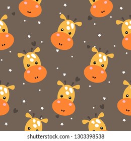 Cartoon cute giraffe seamless pattern