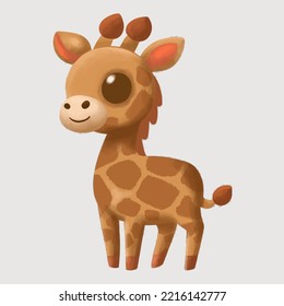 Cartoon cute Giraffe watercolor style isolated on white background