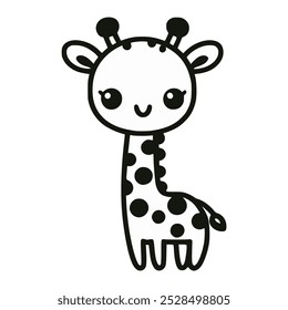 cartoon cute giraffe wild animal doodle hand drawn vector illustration template design