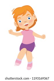 Cartoon of cute girl dancing and he look so spirit
