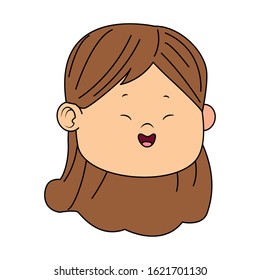cartoon cute girl face icon over white background, vector illustration