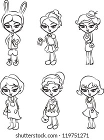 cartoon cute girl fashions