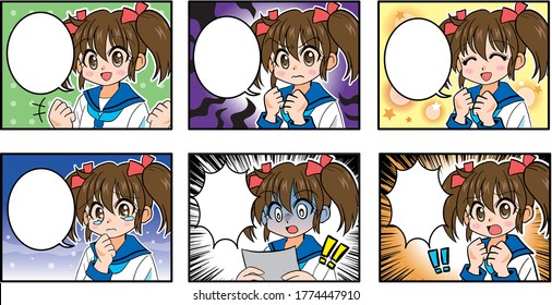 Cartoon cute girl with twin tails