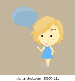 Cartoon cute girl. Vector illustration.