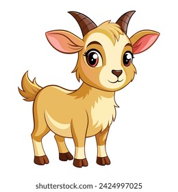 Cartoon cute Goat illustration on white