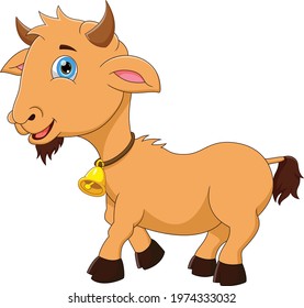 cartoon cute goat smiling pose