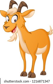 Cartoon cute goat. Vector illustration of funny happy animal.
