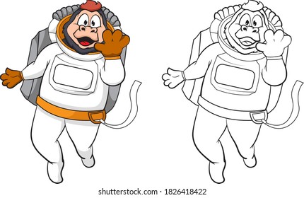 cartoon cute gorilla astronaut, good for your design