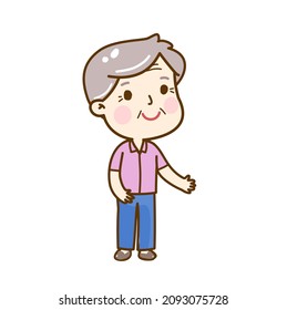 Cartoon Cute  Grandfather Character Vector.