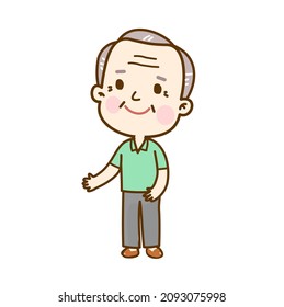 Cartoon Cute  Grandfather Character Vector.