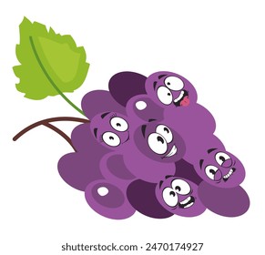 Cartoon cute grape character isolated concept. Vector graphic design illustration