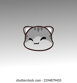 caricatura linda cabeza de gato gris con expresión ilustración vectorial aislada