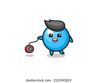 cartoon of cute gum ball playing a yoyo , cute design