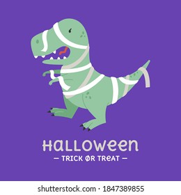 Cartoon with cute halloween dino.