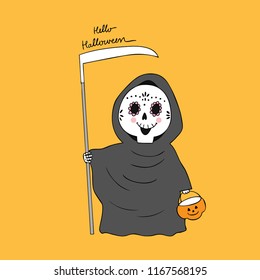 Cartoon cute Halloween evil vector.