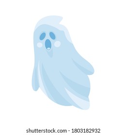 Cartoon cute halloween ghost. Vector illustration. 
