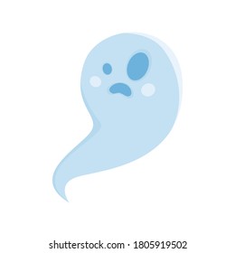 Cartoon cute halloween ghost. Vector illustration. 