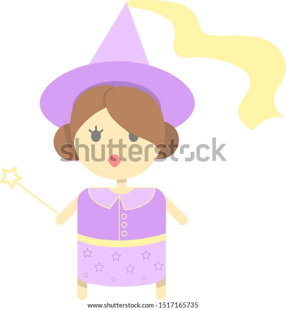 Cartoon Cute Halloween Little Witch Purple Stock Vector Royalty