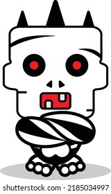 cartoon cute halloween skull autumn mascot character cool