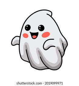 Cartoon cute halloween white ghost