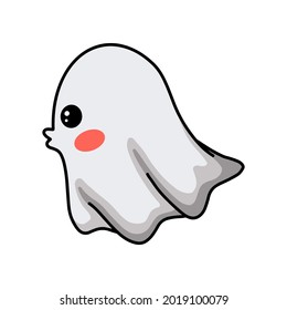 Dibujo lindo fantasma blanco de halloween