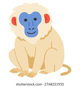 cartoon cute hamadryas baboon wild animal flat color vector illustration template design