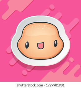 Cartoon cute hand drawn funny boy face isolated on pink background, Cartoon happy children with funny hair. 1 june international childrens day background with little smiling baby boy icon or label