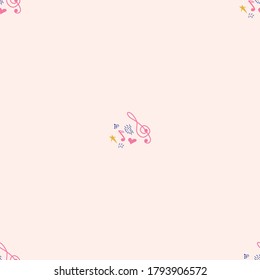 Cartoon cute hand drawn Musical seamless pattern. Colorful detailed. Bright colors backdrop with music symbols and items