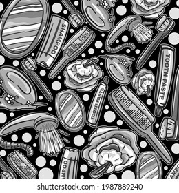 Cartoon cute hand drawn objects pattern in monochromatic style vector illustration. Monochromatic style detailed, with lots of objects background.