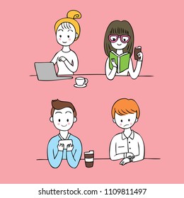 Cartoon cute happy day people vector.