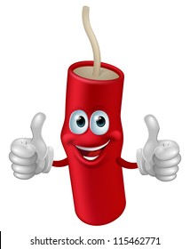 Cartoon cute happy firework man giving a double thumbs up