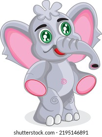 cartoon cute happy and funny elephant