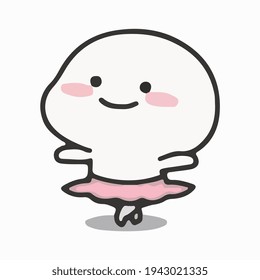 cartoon cute happy girl doing folk dance