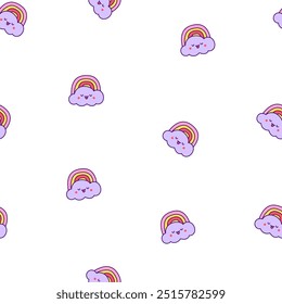 Cartoon cute happy kawaii characters. Seamless pattern. Lifestyle. Hand drawn style. Vector drawing. Design ornaments.