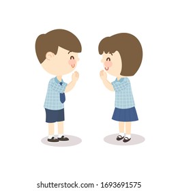 Cartoon Cute Happy  Kids Vector