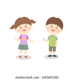 Cartoon Cute Happy  Kids Vector