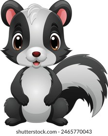 Cartoon cute happy little skunk 