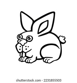 cartoon cute hare curled up line sketch , illustration