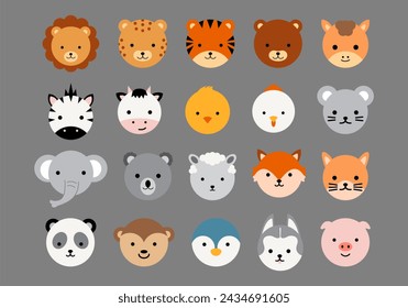 Colección de animales de cabeza linda