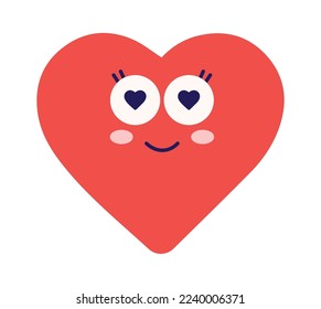 Cartoon cute heart geometric shape flat icon. Vector illustration